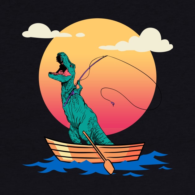 Funny Fishing Dinosaur T-Rex Fisherman Dino by Alex21